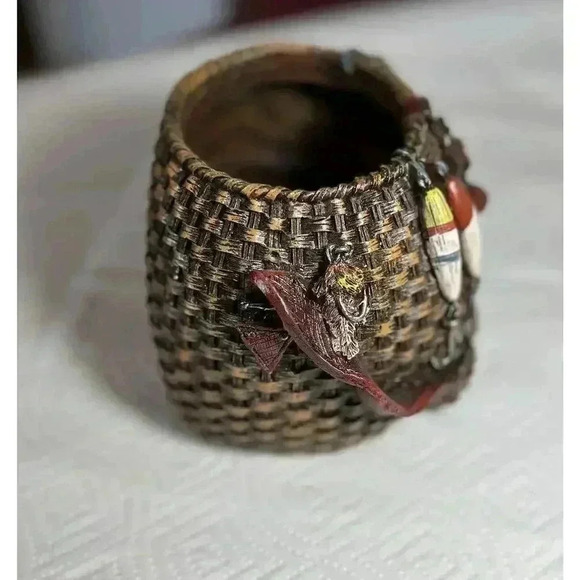 New Fishing Creel Vase Planter Ceramic Pottery- Very Detailed - Picture 6 of 14